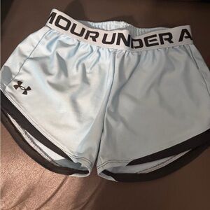 Under Armour Light Blue Women's Athletic Running Shorts with Black Trim